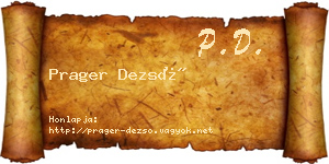 Prager Dezső névjegykártya